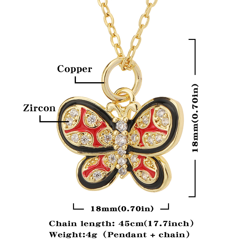 Fashion Butterfly Copper Inlay Zircon Necklace