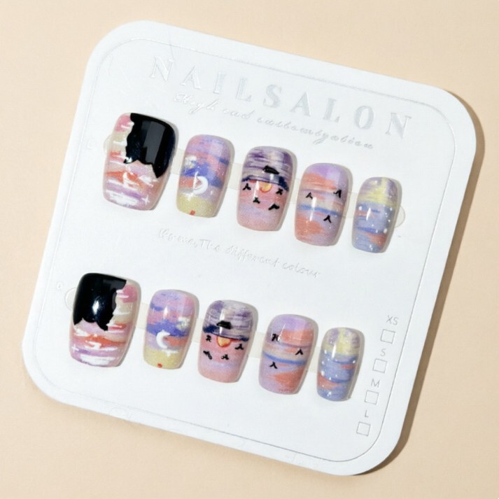 Oil Painting Style Painted Kitten Sunset Beach Nail Art Monet Style Ins High Aesthetic Cute Nail Stickers Oil Painting Style Painted Kitten Sunset Beach Nail Art Monet Style Ins High Aesthetic Cute Nail Stickers