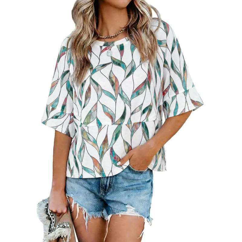 Camiseta Holgada Informal de Manga Campana con Estilo Nuevo y Color Sólido en Patchwork, Éxito de Ventas en Amazon Europeo y Americano 2025 para Mujer