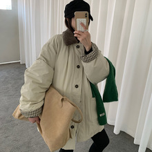 苏奈 韩系羊羔毛翻领中长款保暖羽绒服女冬宽松百搭外套fromanna