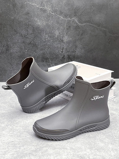 Men's Rain Boots, Non-Slip Men's Water Shoes, Plus Velvet, New Fishing Rubber Shoes, Construction Site Short-Tube Waterproof Rain Boots