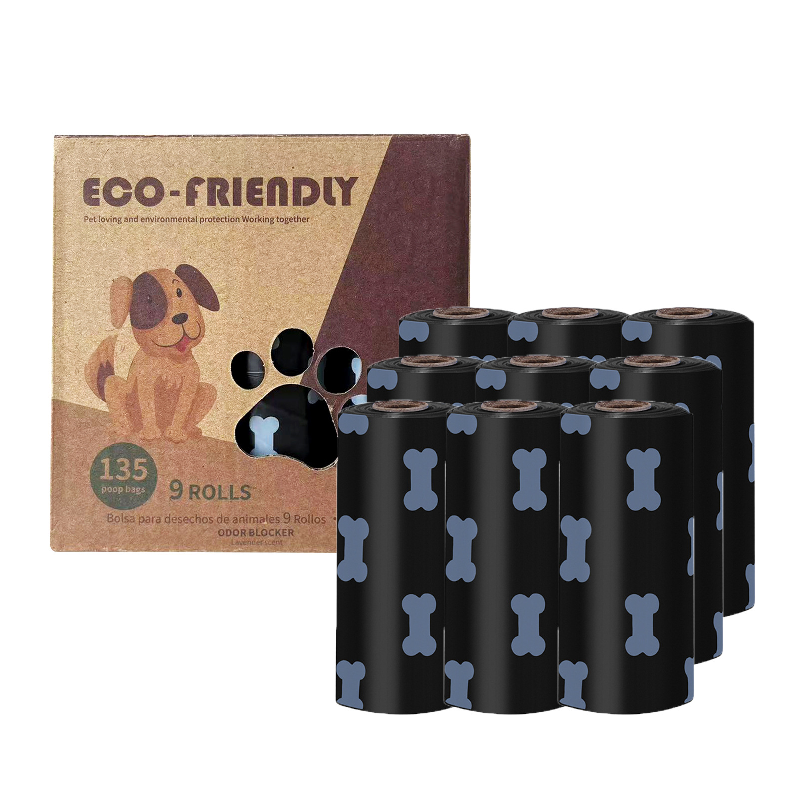 Transfronterizo en stock al por mayor 1,5 Bolsa de basura para mascotas de seda en caja bolsa de caca EPI bolsa de caca degradable bolsa de caca
