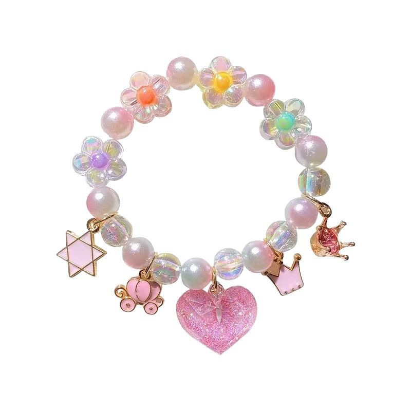 Brazalete de niña colgante de niña accesorios de dibujos animados joyas de beads princesa de nieve joyas de brazalete de niños hechas a mano