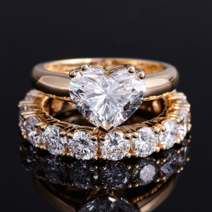 Cross-border European and American explosions heart-shaped engagement ring cultivation diamond ring luxury high-end wedding ring factory direct sales