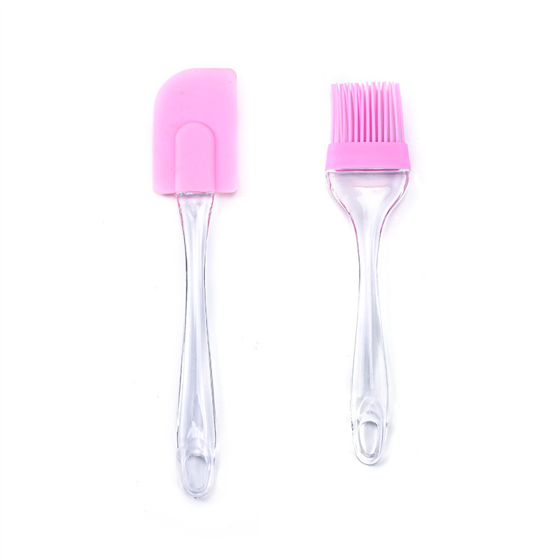 [핑크] 대형 투명 핸들 분할 오일 브러시 스크레이퍼 2 피스 세트