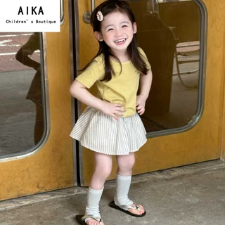 女童夏季套装2026新款宝宝洋气字母短袖T恤儿童半身裙裤两件套潮