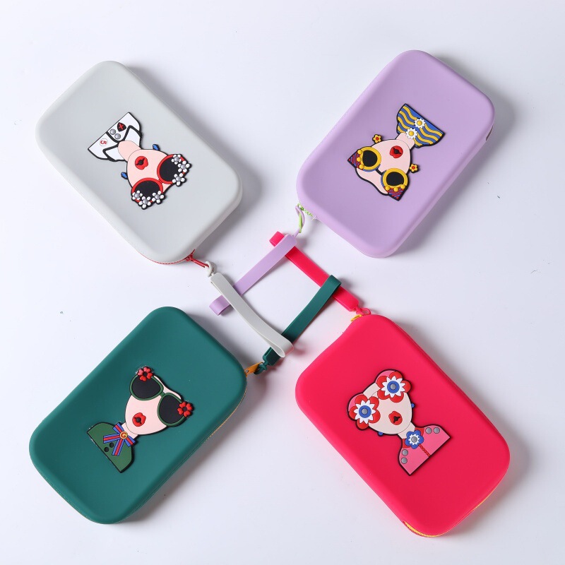 Silicone Coin Purse Square Shape with Zipper Silicone Storage Bag Portable Travel Storage Box Cosmetics Earphone Cable Storage