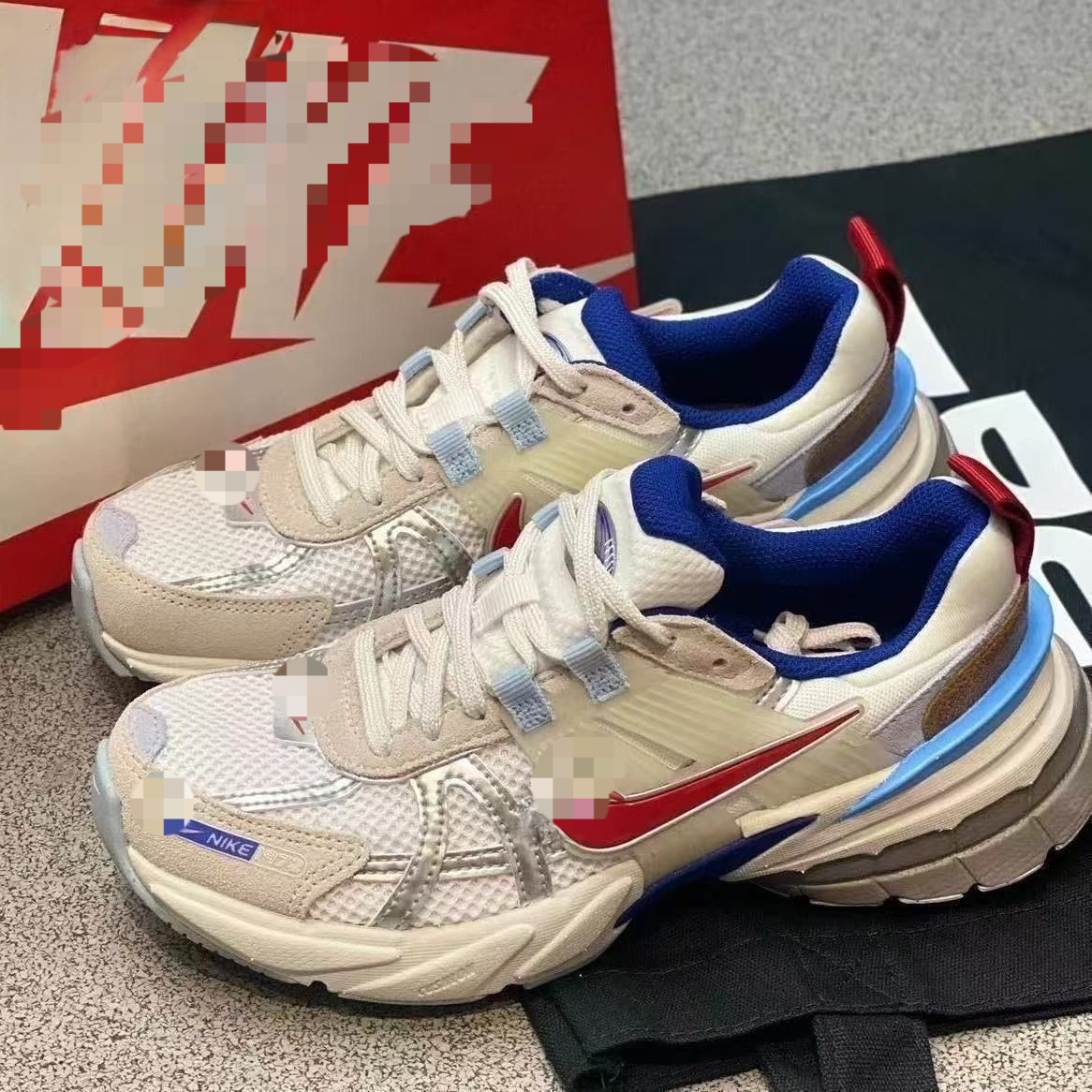 Autumn 2 white blue red running shoes retro wear-resistant fashionable high-looking sports shoes couple casual shoes