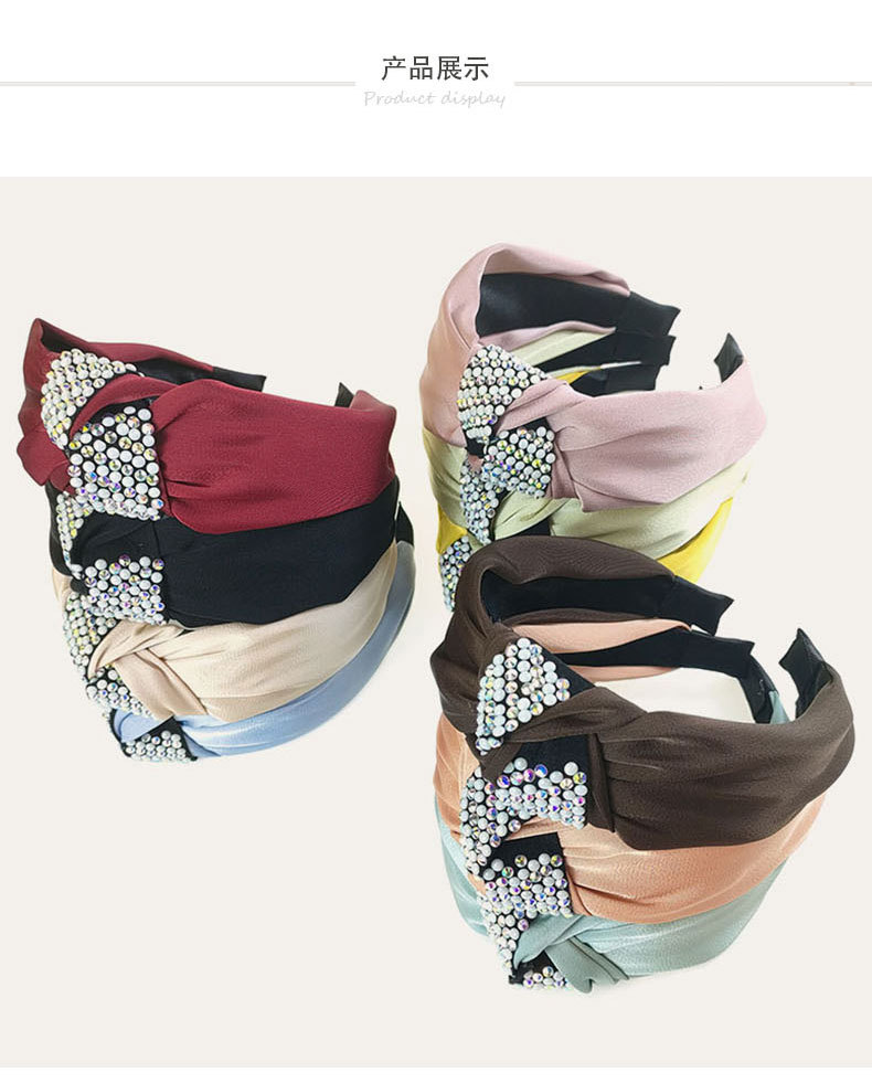 Korea's Fashion New Satin Knotted Color Diamond Headband display picture 4