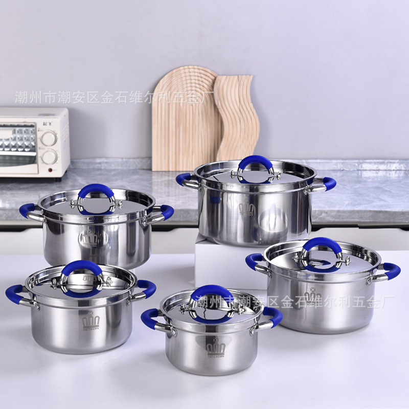 Cross-border export stainless steel crown set pot soup pot