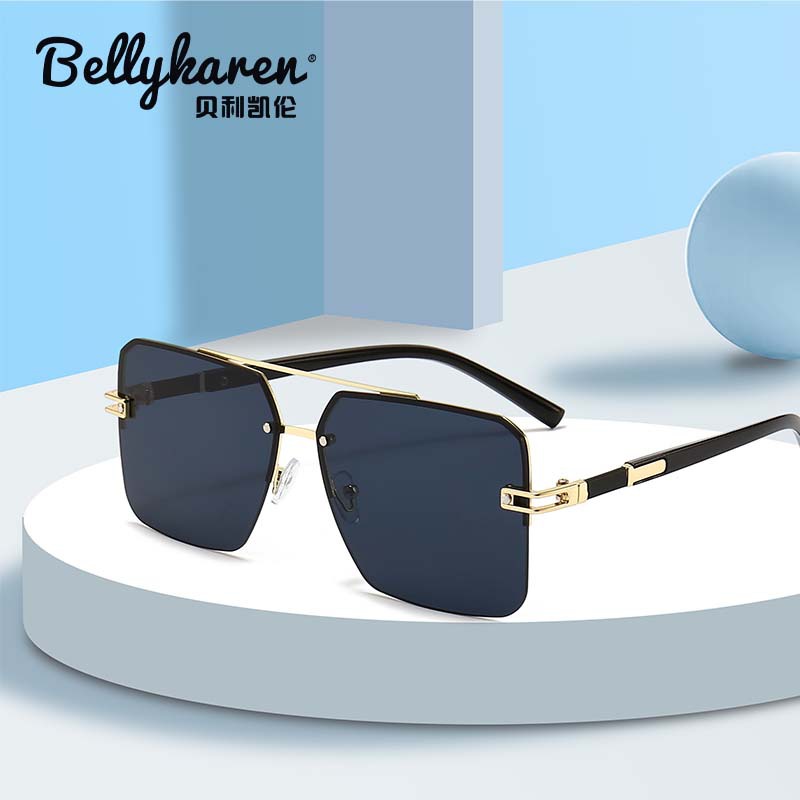 Nueva moda de metal gran marco doble haz gafas de sol sombrilla personalizada transfronteriza hombres y mujeres gafas de sol fábrica al por mayor