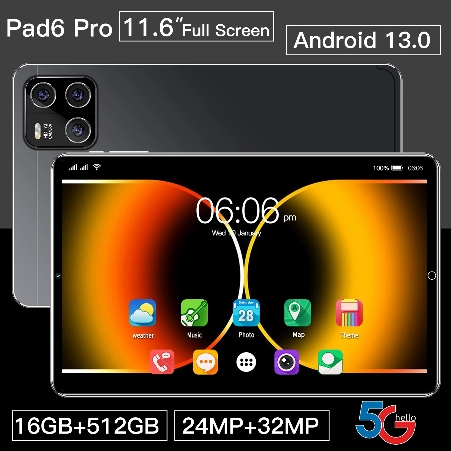 Планшетный ноутбук Pro, Android, 512G, широкий экран, защита глаз, оптовая продажа