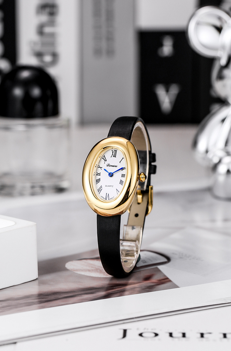 26g Weight Tempered Glass Mirror Material Genuine Leather Strap Material Watch Classification Pointer Display Type Buckle Buckle Style Oval Dial Shape Holiday, Daily Occasion Quartz Movement Solid Color Pattern All Seasons Season Women's Gender Vacation, Simple Style Style Vacation Simple Style Solid Color Buckle Quartz Watch Women's Watches 11