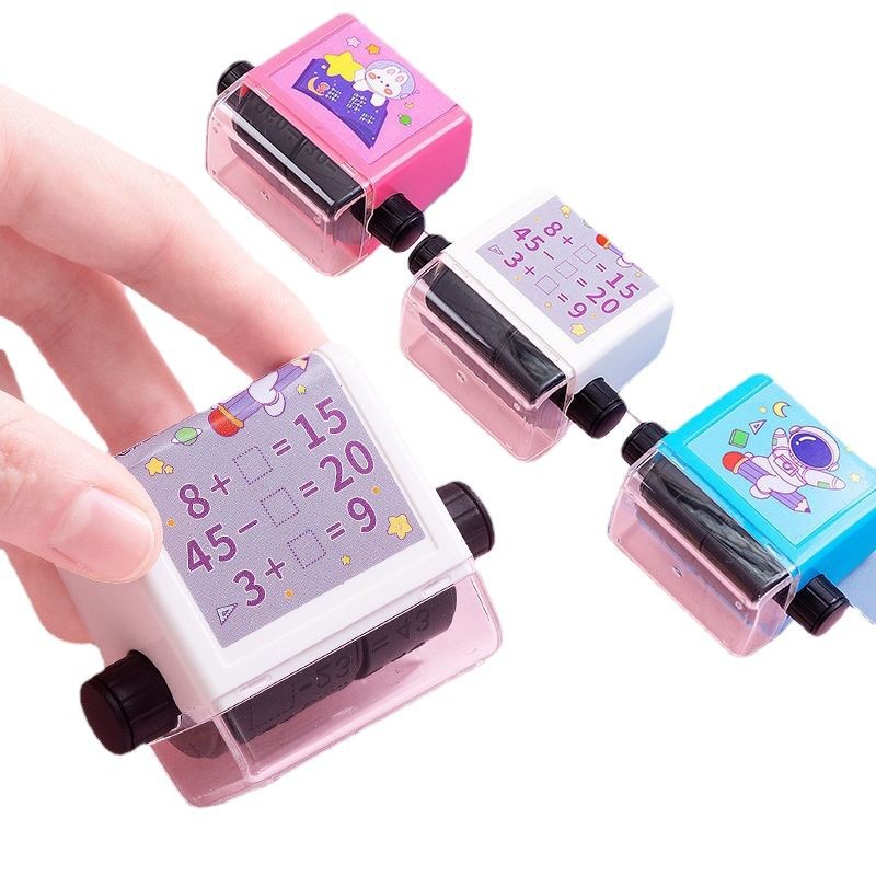 Sello de desplazamiento de llenado de espacios en blanco de suma y resta matemática