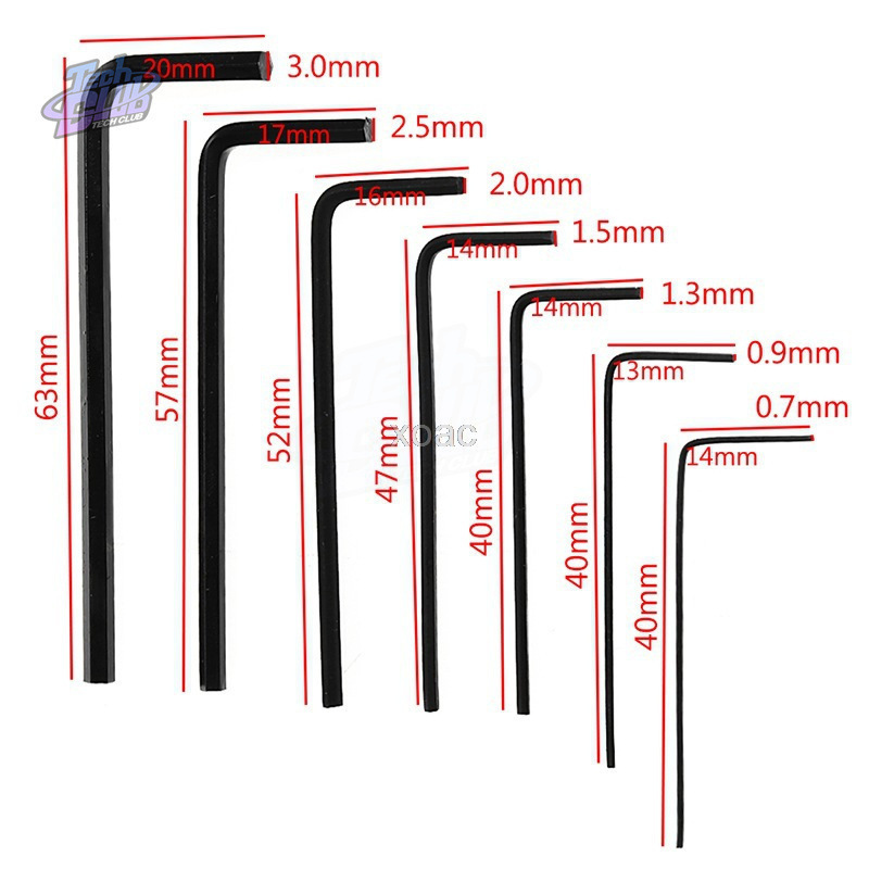 New 0.7MM-3MM 7Pcs 0.7/0.9/1.3/1.5/2/2.5/3mm Hexagon Allen