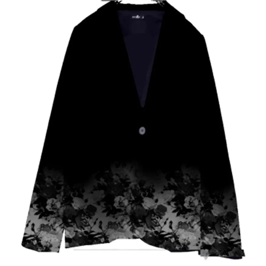 2025欧美女装 亚马逊 西服翻领纽扣口袋时尚花卉印花一粒扣小西装