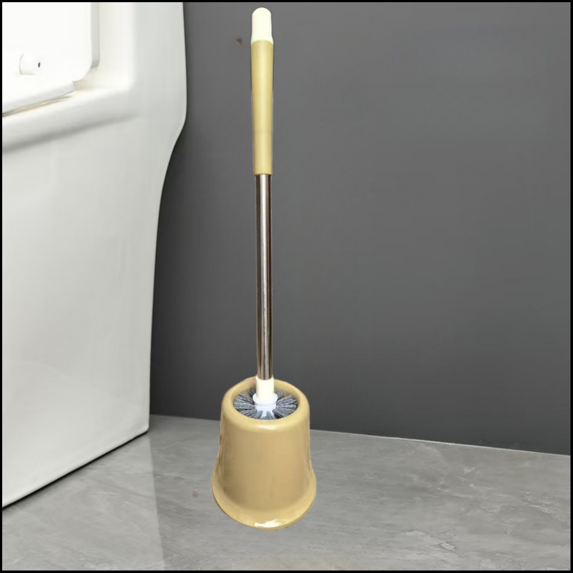 Household Toilet Brush Stainless Steel Long Handle Cleaning Brush with Base Plastic Toilet Brush Toilet Brush Cleaning Set