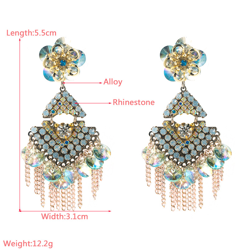 Fashion Tassel Alloy Artificial Rhinestones Earrings 1 Pair display picture 1