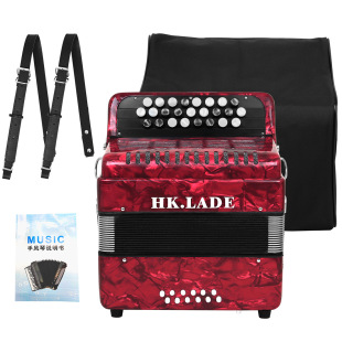 Cross-Border Hot Selling 12 Bass Bayan Accordion Professional Key Button Accordion Adult Performance Playing Instrument Red
