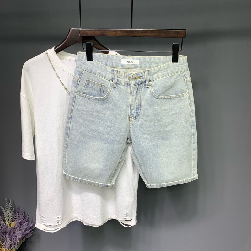 Men's Clothing Men's Retro Stretchy Denim Shorts Trendy Summer Style Five Point Pants For Formal & Casual For Mental_mkmklike.com