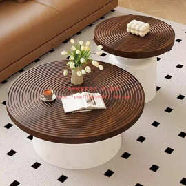 中古风实木茶几侘寂风法式复古家用客厅小户型设计师高级感茶台桌