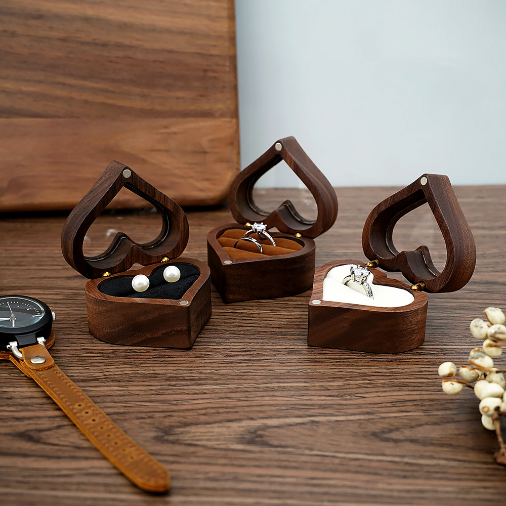 Jewelry Boxes Classification 1 Piece Quantity Retro Formal Heart Shape Wood Wholesale Jewelry Boxes