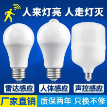 led感应灯泡声光控感应球泡人体红外螺口灯泡智能楼道灯雷达led灯
