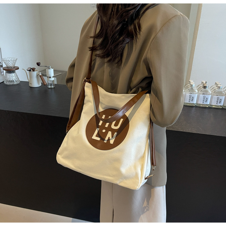 Korean letter printed multi-purpose cloth bag, 2024 new style, high-quality student backpack, commuting single-shoulder bag undefined