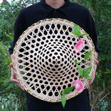 竹编斗笠帽幼儿园晚会舞蹈专用道具彩色儿童赶海帽子镂空手工竹艺