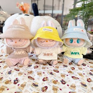 Vinyl Macaron Labu Cloth Clothes Two-generation LABUBU for Casual Plaid Two-piece Spring New Cute