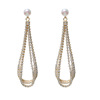 Small design advanced copper earrings from pearl with tassels, high-quality style, wholesale