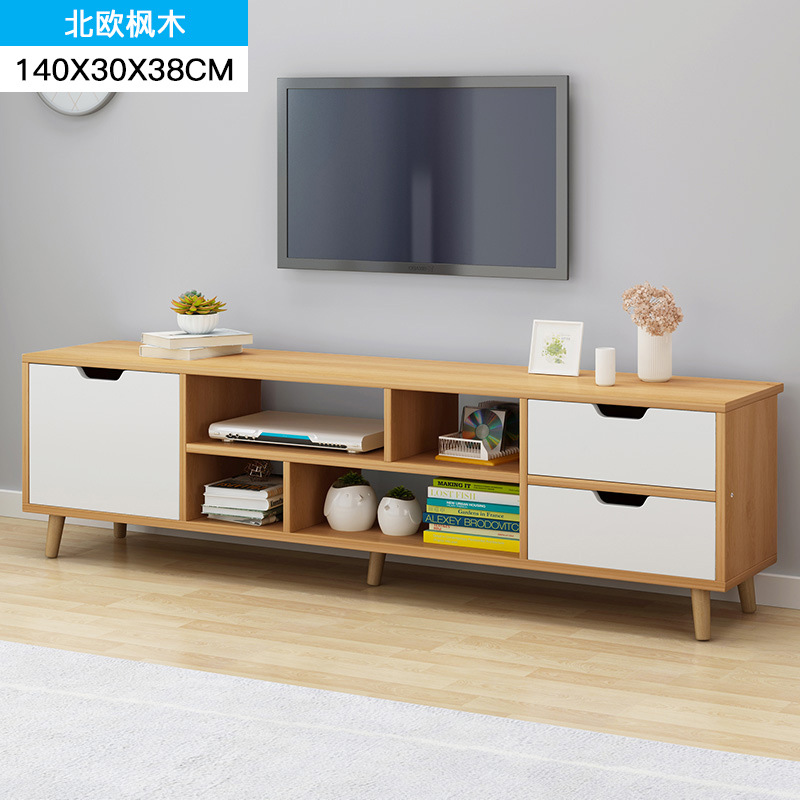 Nordic simple TV gabinete mesa de café dormitorio sala de estar pequeño apartamento pierna de madera maciza simple TV gabinete de piso mesa de gabinete