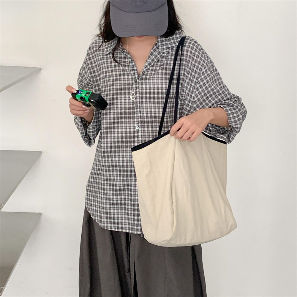 Korean Style Casual Large Capacity Tote Bag For Women, Daily Commute & College Student Nylon Shoulder Bag New Arrival - Thumbnail 3