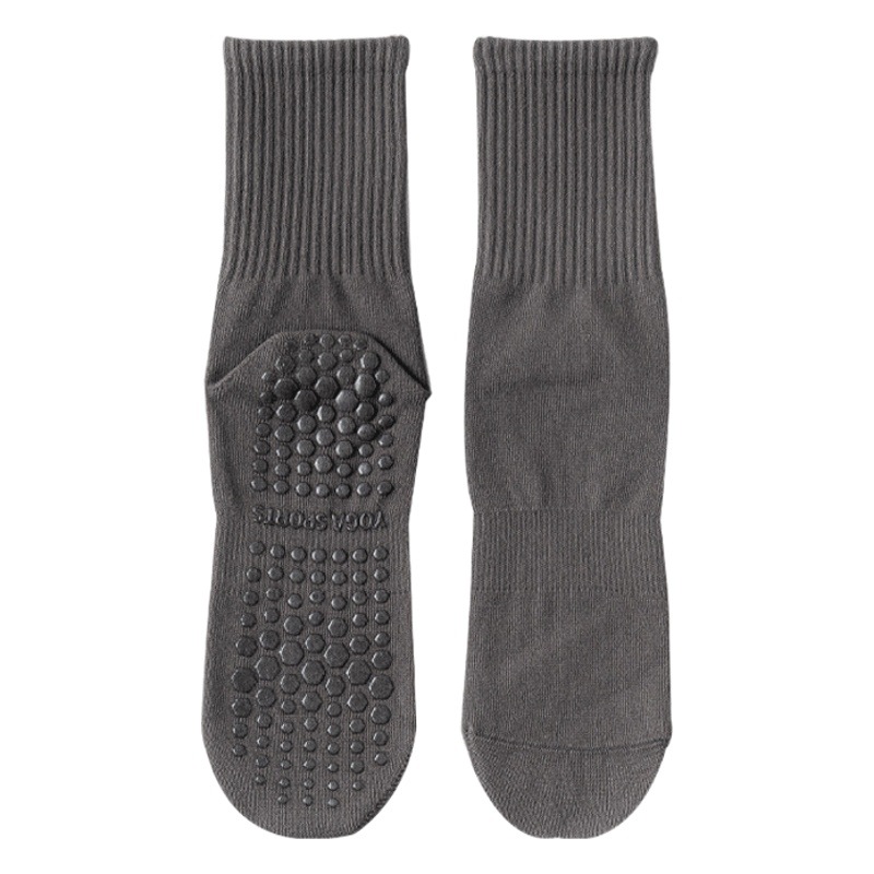 Calcetines de yoga para mujer, calcetines a media pantorrilla para otoño e invierno, para fitness, danza, pilates, profesionales, antideslizantes, deportivos, de algodón puro, para mujer.