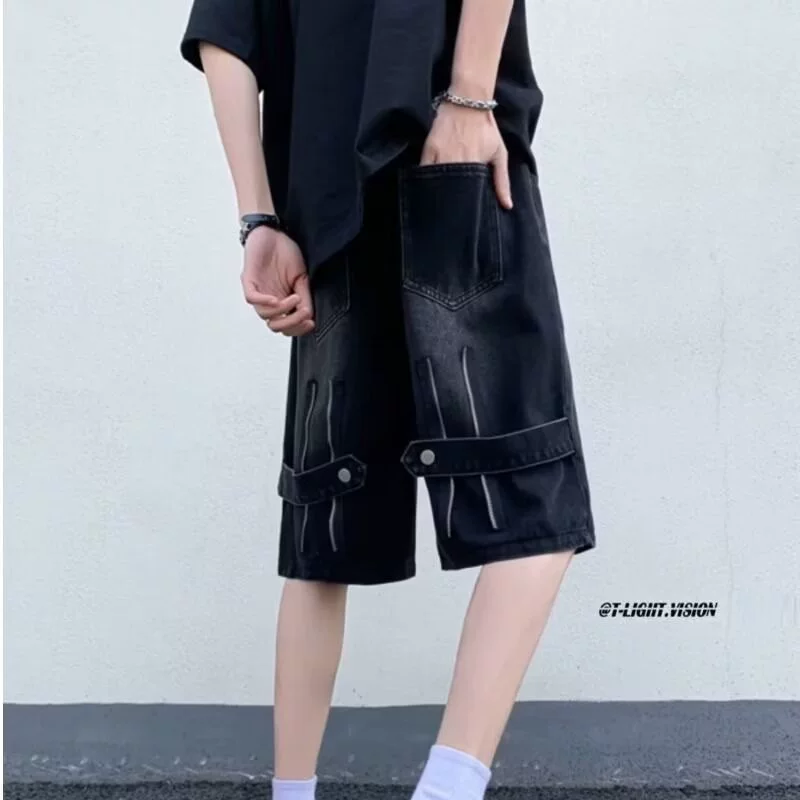 Сексуемые старые стильные джинсы, брюки с молнией, свободный прямой крой