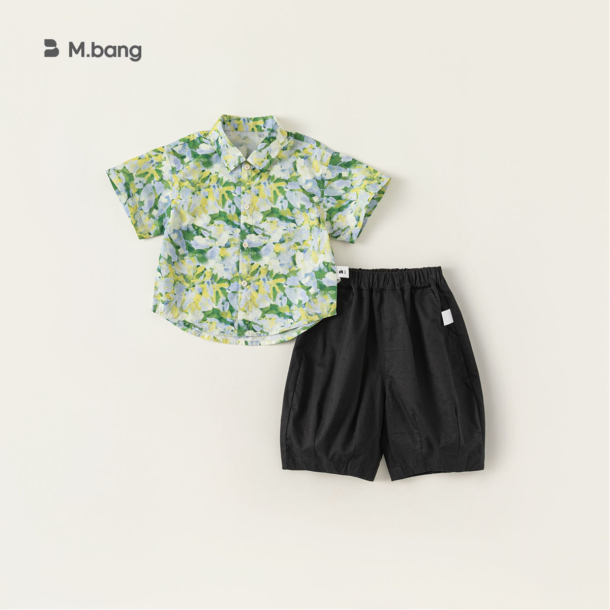 Bobo Baby Summer Clothes Children's Suit Boy Shirt Retro Hong Kong Style Two-piece Suit XT84024