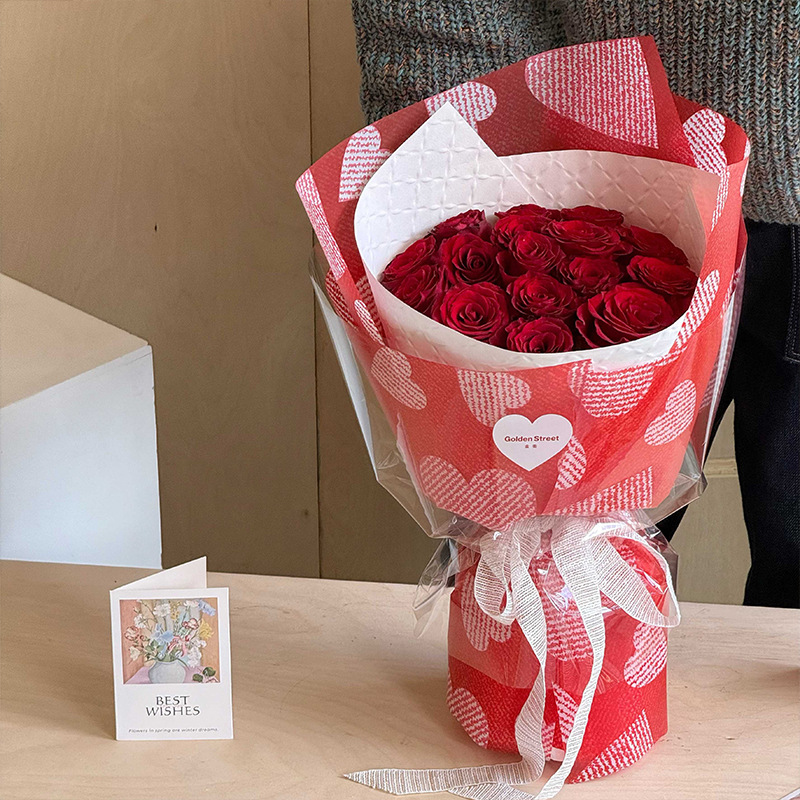 Huaxi Nosa papel de ensueño corazón de flores de papel de embalaje de flores de niebla de papel de embalaje de flores semitransparentes floristas