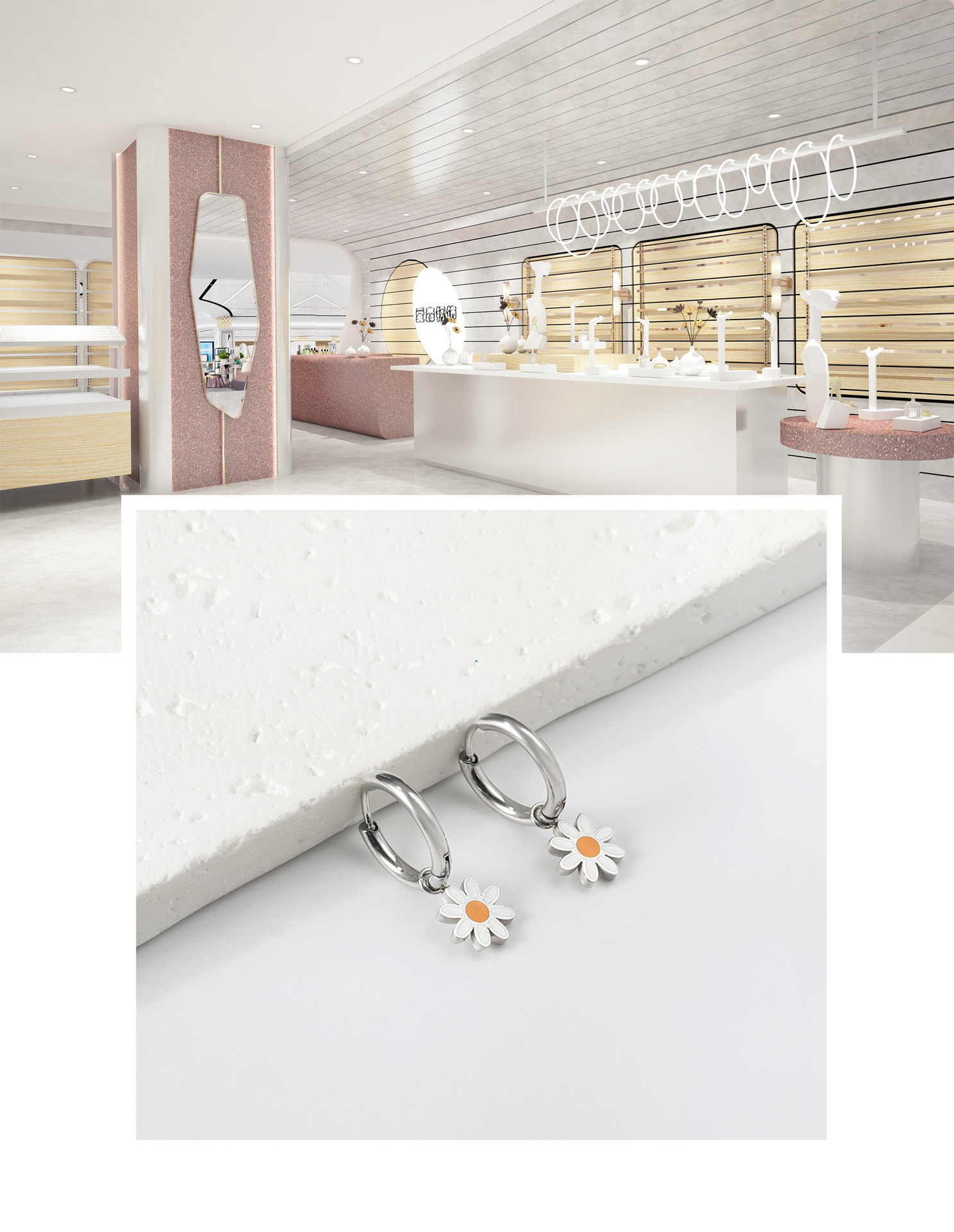 10g Weight 1 Pair Simple Style Classic Style Daisy Plating 304 Stainless Steel Drop Earrings Ear Studs
