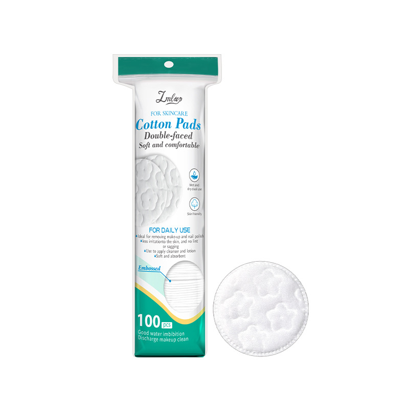 LMLTOP Pequeña flor de ciruela de algodón redondo 100 piezas de algodón redondo sandwich algodón desmaquilleador transfronterizo exclusivo SY451