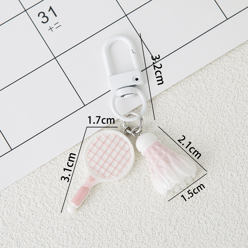 귀여운 시뮬레이션 배드민턴 열쇠고리/화이트