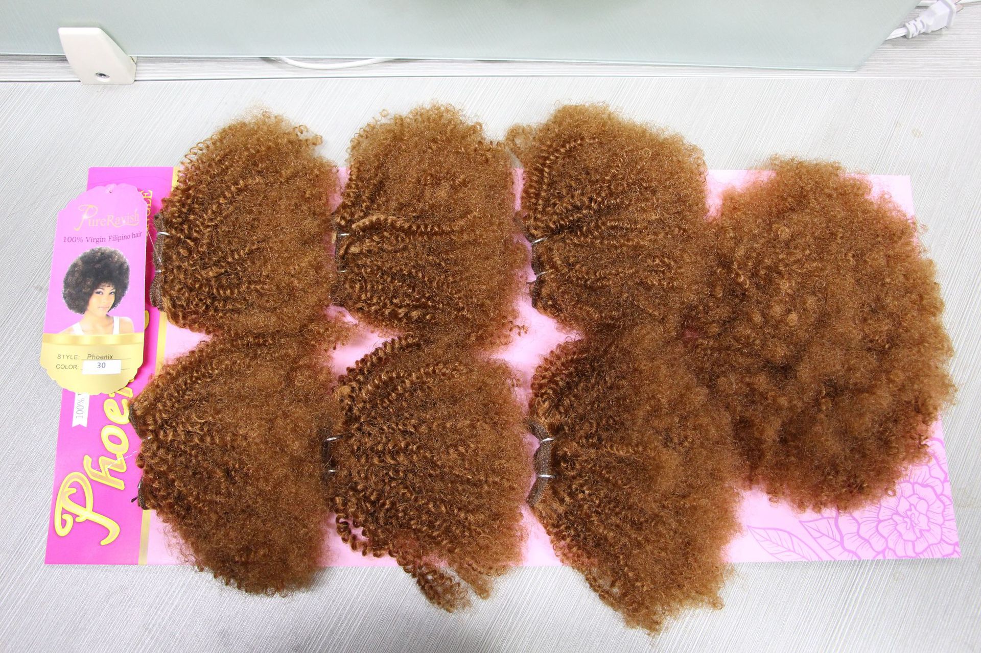 7pcs / Pack Negro Afro Kinky Curly Hair Weft con cierre