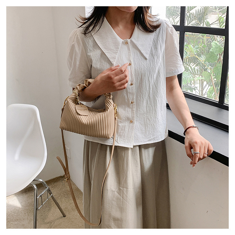 Strukturierte Handtasche mit vertikalen Streifen 2024, neues Nischendesign, Umhängetasche mit einer Schulter, vielseitige Tasche im ausländischen Stil, Großhandel für Damen_voghion.com