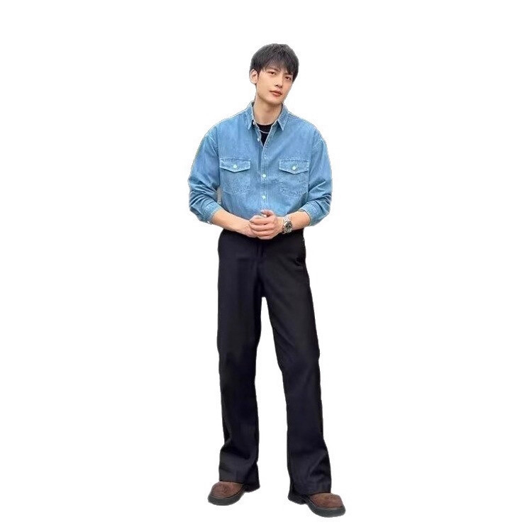 Casual And Versatile Design With Double Pockets, Retro Denim Shirt, Men's Versatile Shirt Trend_voghion.com