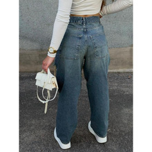 P 992 Women's Ripped Denim Jeans Y2K Casual Fashion Pants