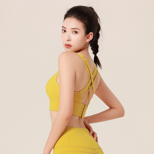 Juyitang nylon women's high-strength anti-shock-absorbing top running fitness bra yoga sports bra