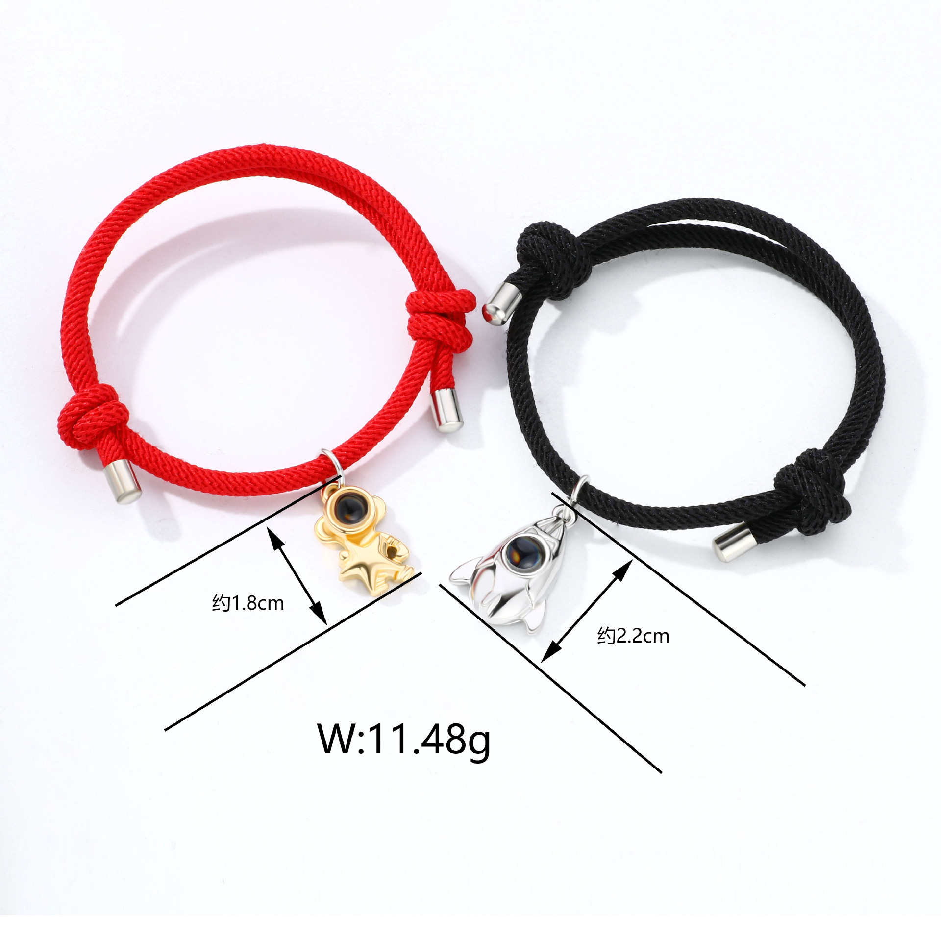 Casual Cartoon Style Astronaut Alloy Rope Plating Valentine's Day Couple Bracelets display picture 4