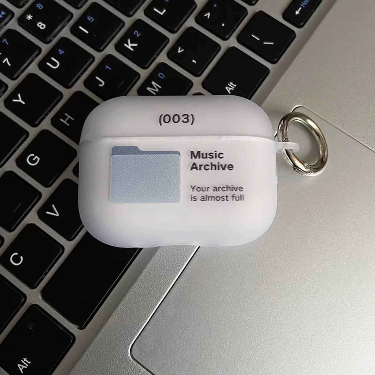 Protective case Apple AirPods, cartoon transparent folder design with keyring — fits multiple models