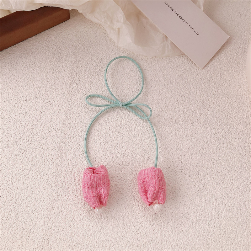 Dulces tulipanes anillo de cabello coreano simple temperamento de arco de correa de goma correa de cabello inins