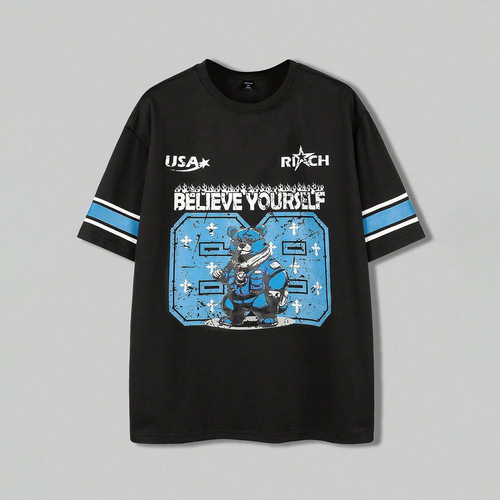 Summer New Hot Selling 3D Digital Printing Men's Casual Fashion Trend Brand Letter T-Shirt
