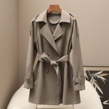 少量服饰2025年秋季海宁新款双排扣中长款系带英伦风高档女士风衣
